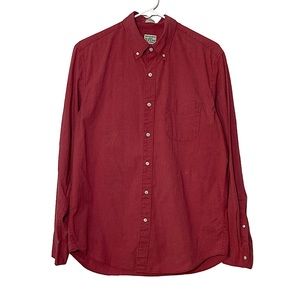 J. Crew Men's Classic Button Down Red Long Sleeve Stretch Fabric Size Medium